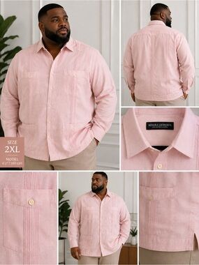 Misura Giorgio's Pink Linen-Blend Button-Up Shirt